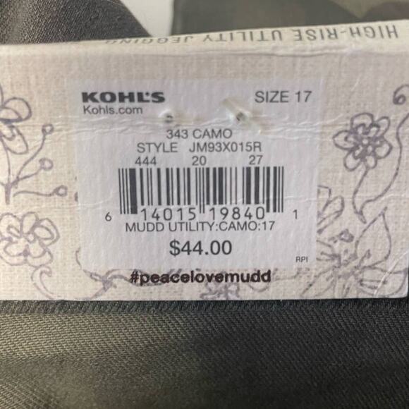 New NWT Mudd Juniors Size 17 Camouflage High Rise Utility Jegging Pants Pockets - Picture 7 of 7